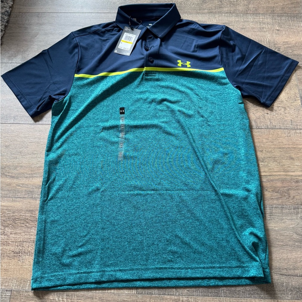 Under Armour Blue and Green Performance Polo Shirt